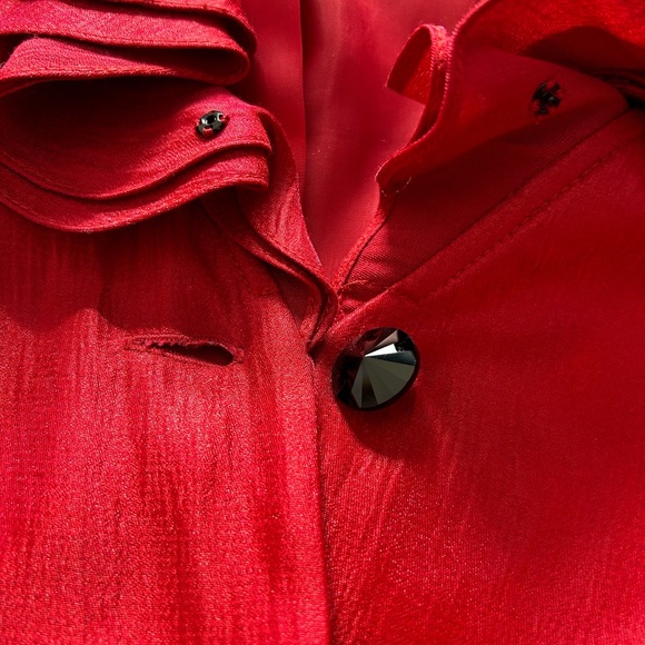 Never worn Bright red, raw silk look Jacket. - Picture 4 of 6